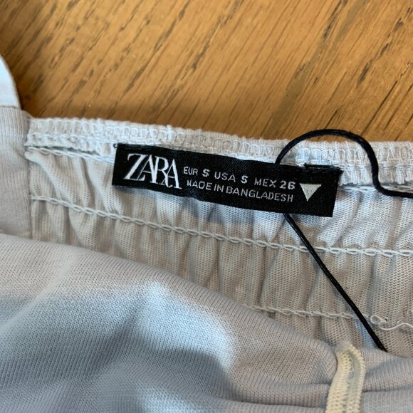 Zara Women's Strappy 100% Cotton Maxi Dress Gathered Front Light Blue Size S - Picture 14 of 16